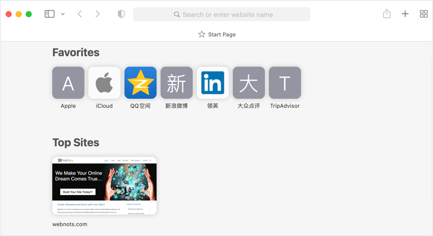 Safari Mac 中的收藏夹和热门网站