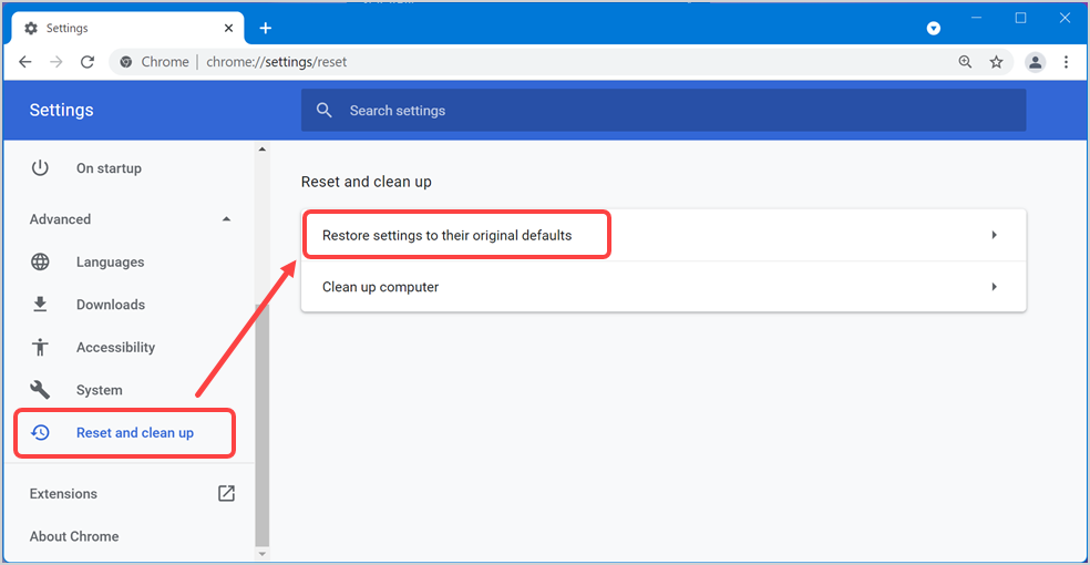 Chrome 重置和清理