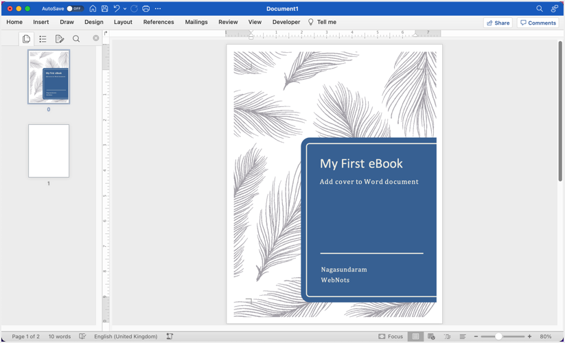 Word Mac 中的封面