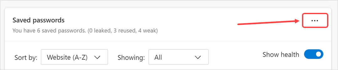 单击保存的密码设置