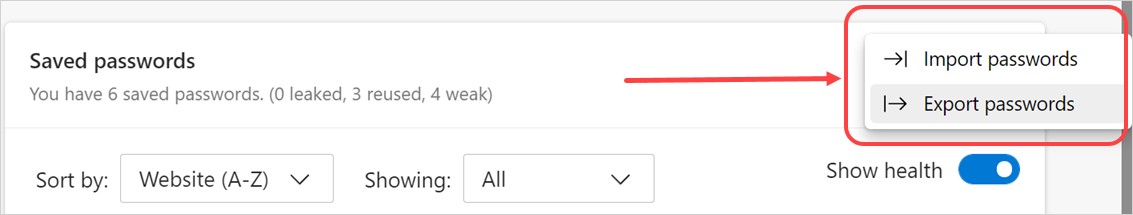 导入和导出密码