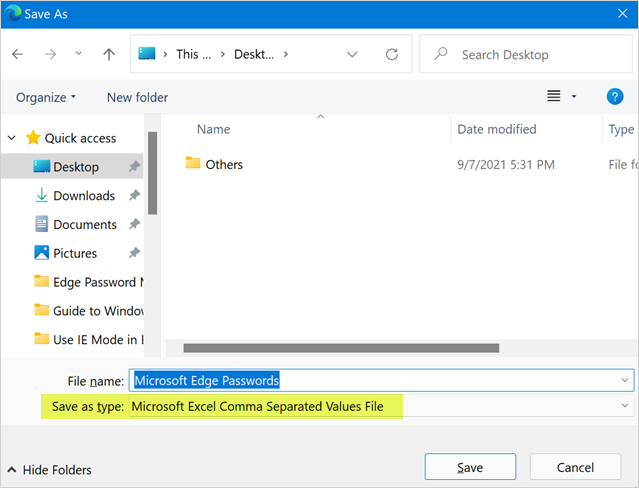 选择保存文件的位置