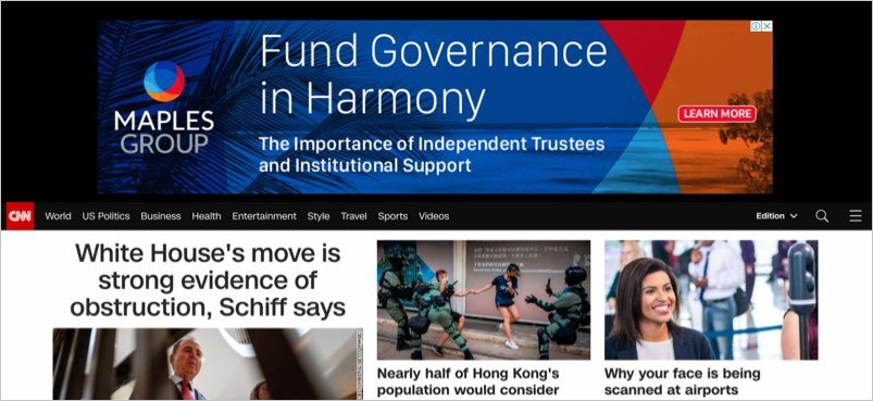 CNN 中的谷歌广告