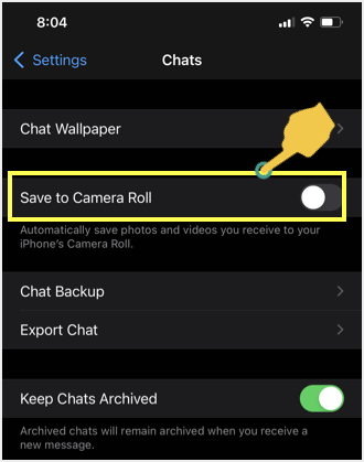 禁用保存到相机胶卷