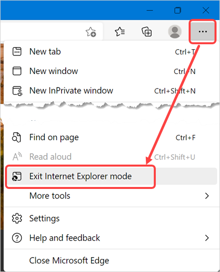 退出 Internet Explorer 模式