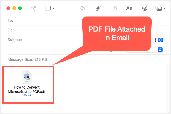 电子邮件 Mac 中附加的 PDF