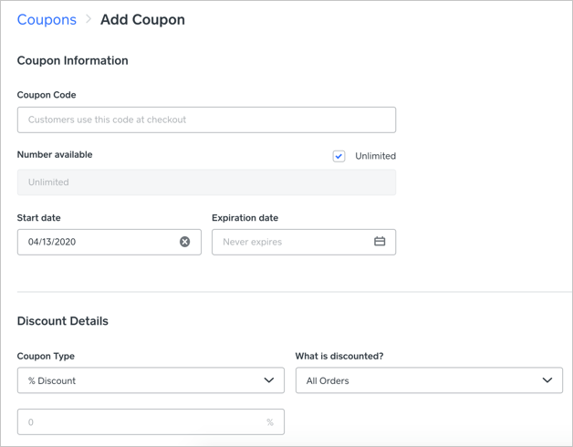 在 Weebly 商店中添加优惠券