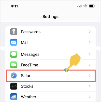 打开 Safari 设置页面