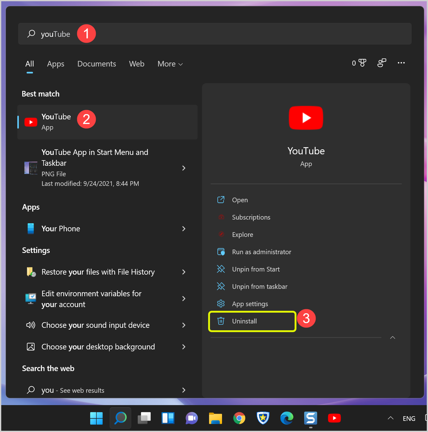 卸载 YouTube 应用