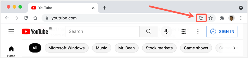Chrome 地址栏中的安装图标