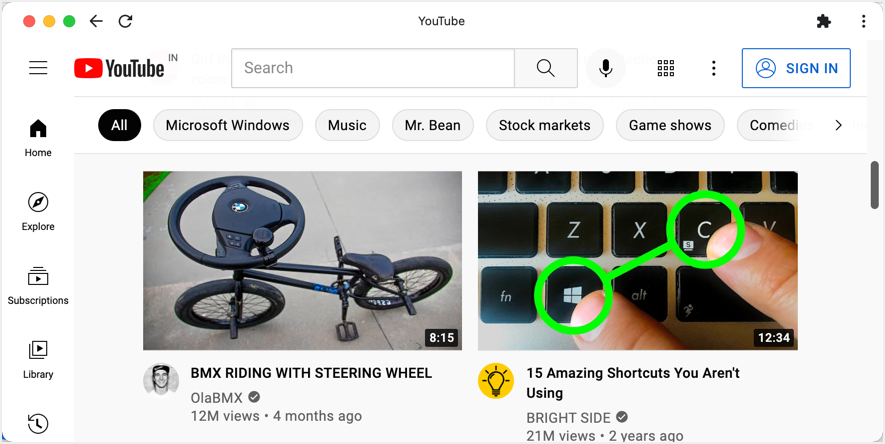 Mac 中的 YouTube 应用