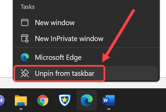 从任务栏取消固定边缘