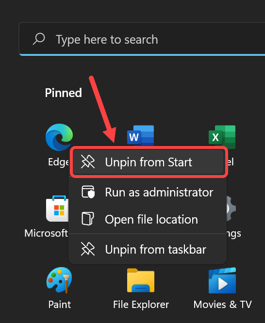 从开始取消固定边缘