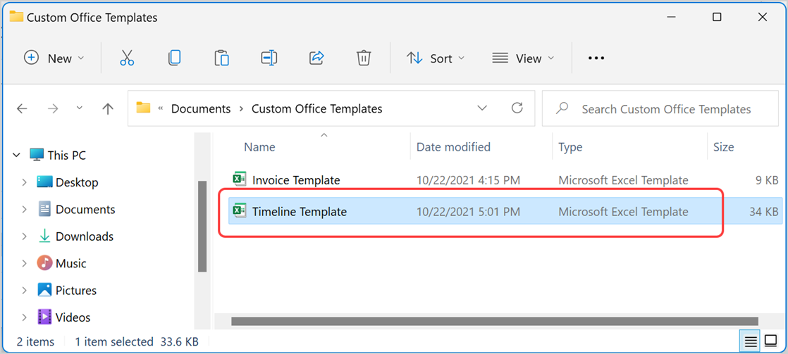 在自定义模板文件夹中粘贴模板