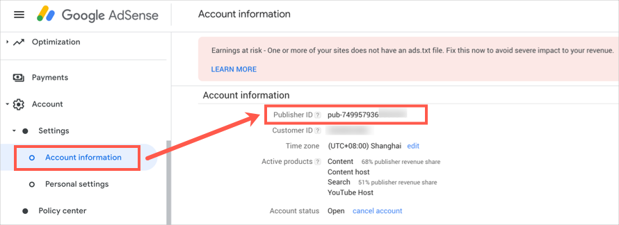 在 AdSense 中查找发布商 ID