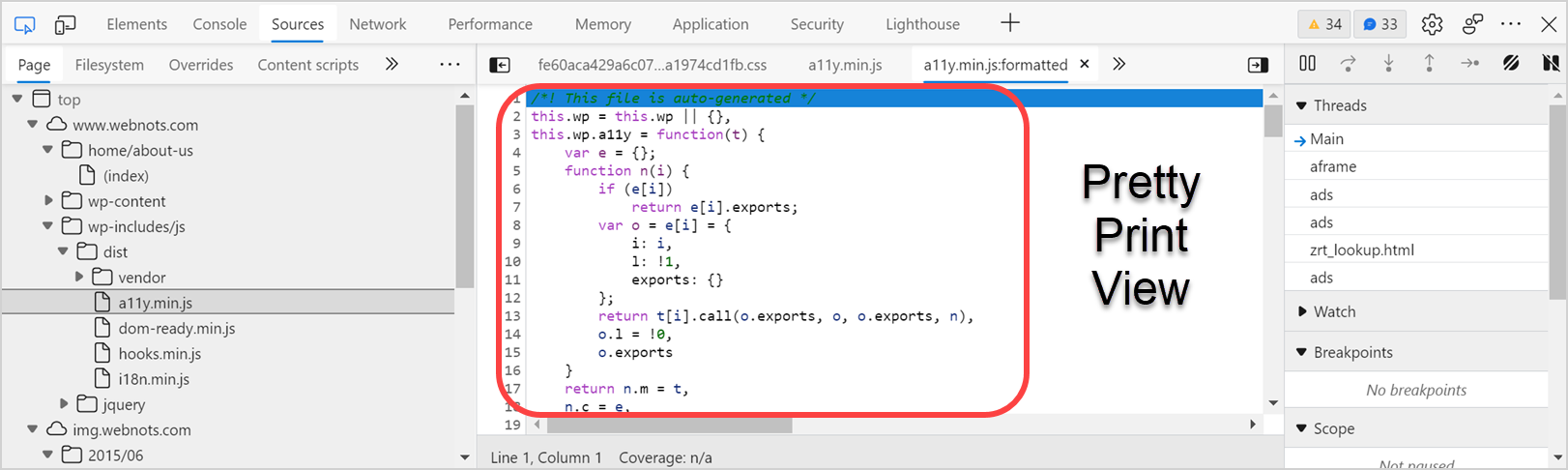 Edge 中的漂亮打印视图