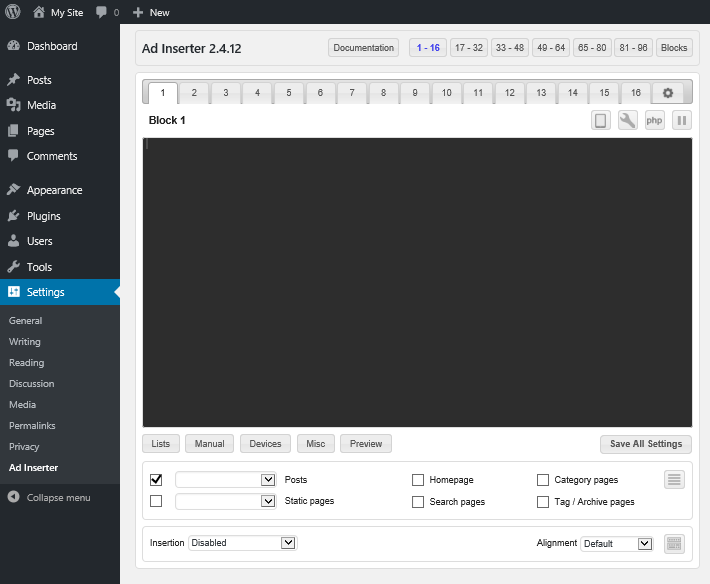 广告插入器设置