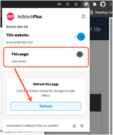 在页面级别禁用广告拦截器