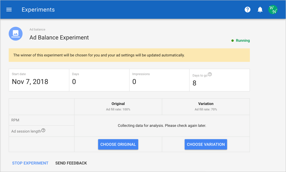 在 AdSense 中查看实验状态