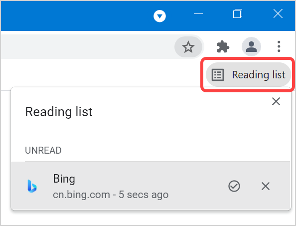 Chrome 中的阅读列表项
