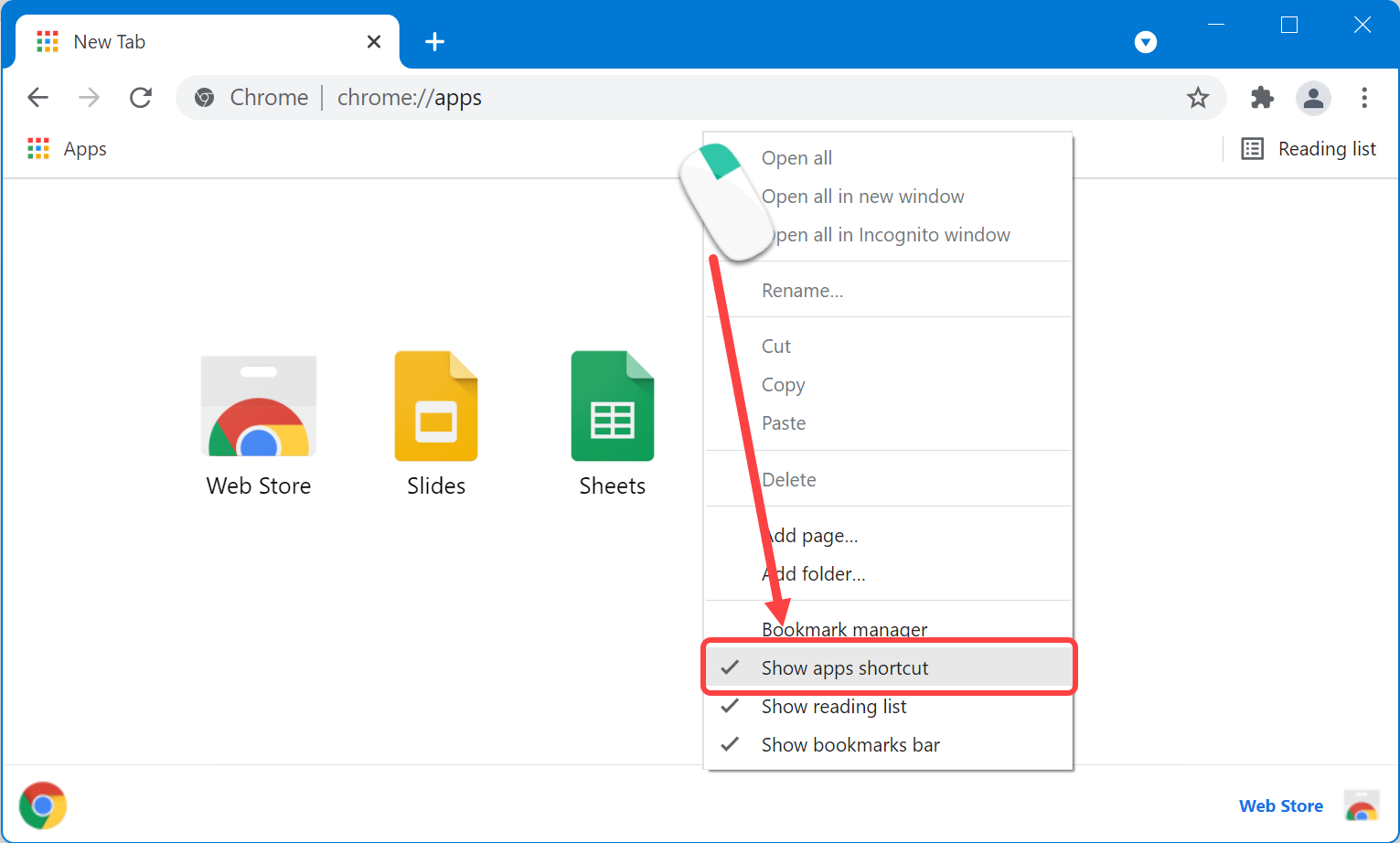 在 Chrome 中禁用应用程序快捷方式