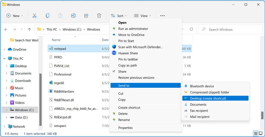 创建应用程序桌面快捷方式