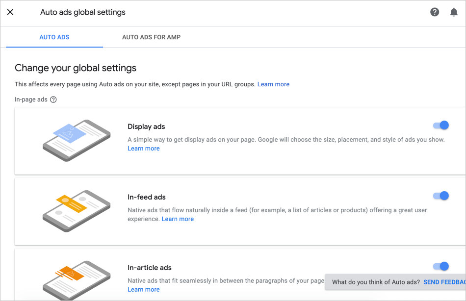 AdSense 自动广告的广告格式