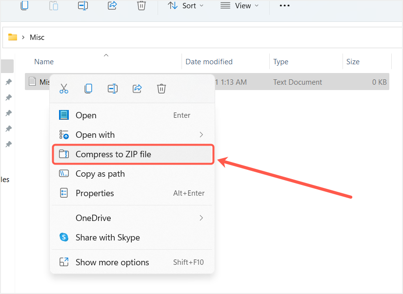 文件资源管理器中的 Zip 文件