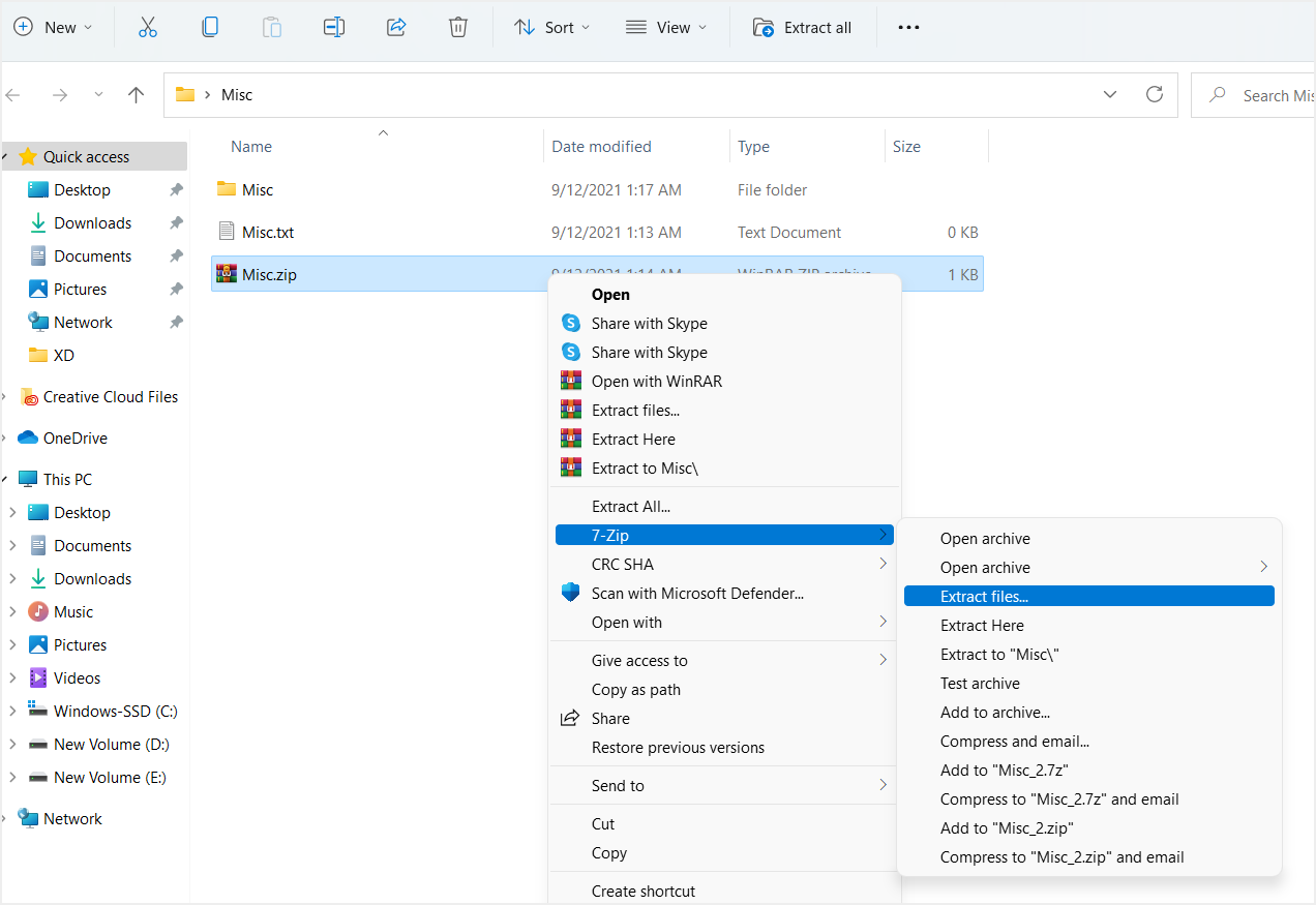 在同一位置提取文件