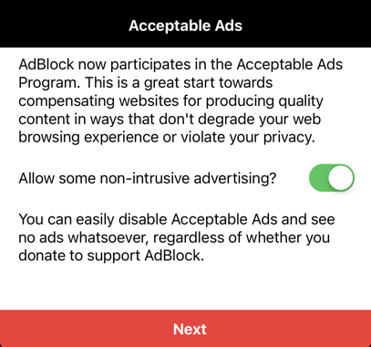 允许或阻止可接受的广告