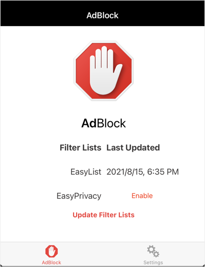AdBlock 过滤器列表状态