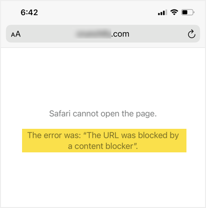 被内容拦截器拦截的页面