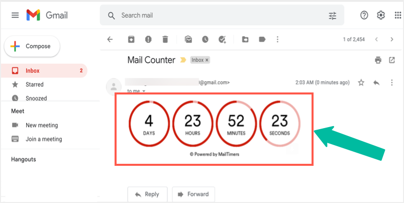 在电子邮件中查看计时器