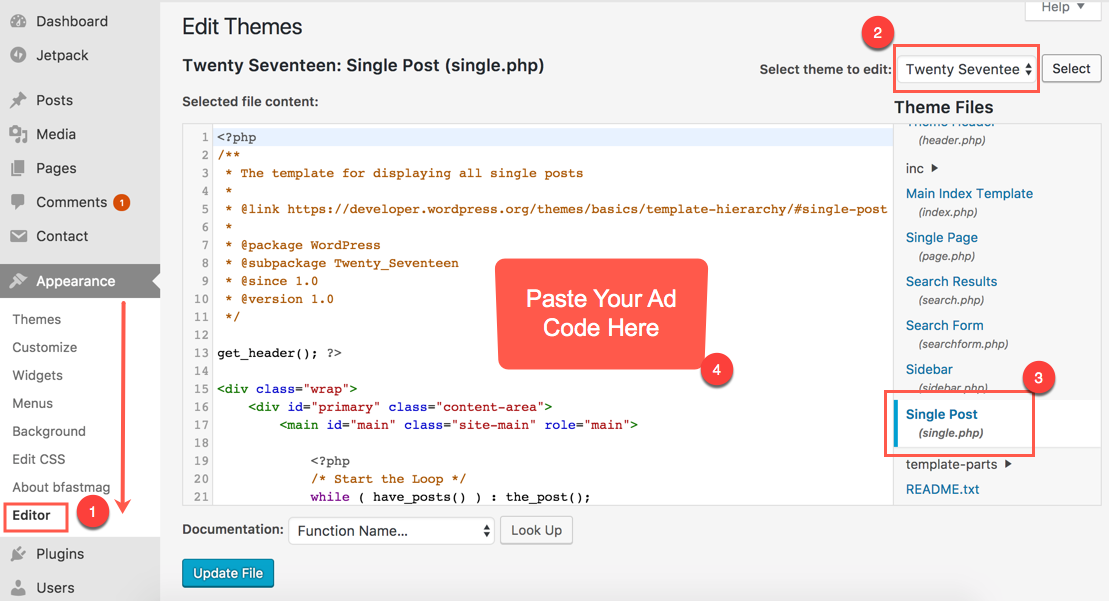 在 WordPress 主题中插入广告代码