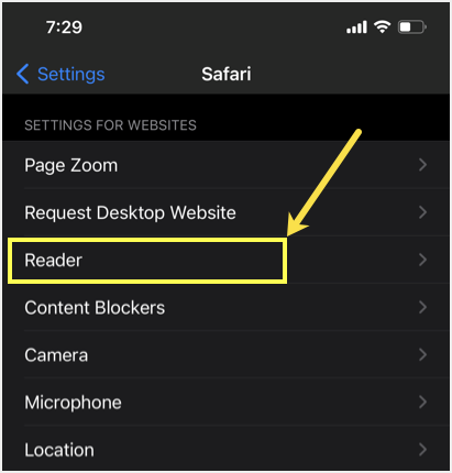 Safari 阅读器设置