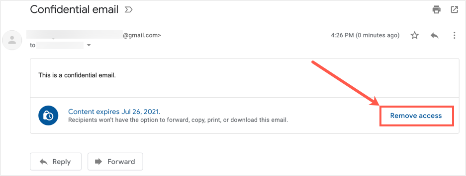 删除对电子邮件的访问权限