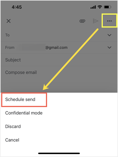 在 Gmail 移动应用程序中安排发送