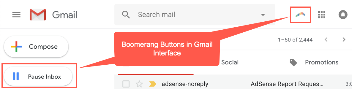 Gmail 中的 Boomerang 界面