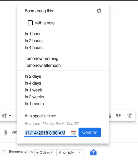 设置电子邮件返回天数