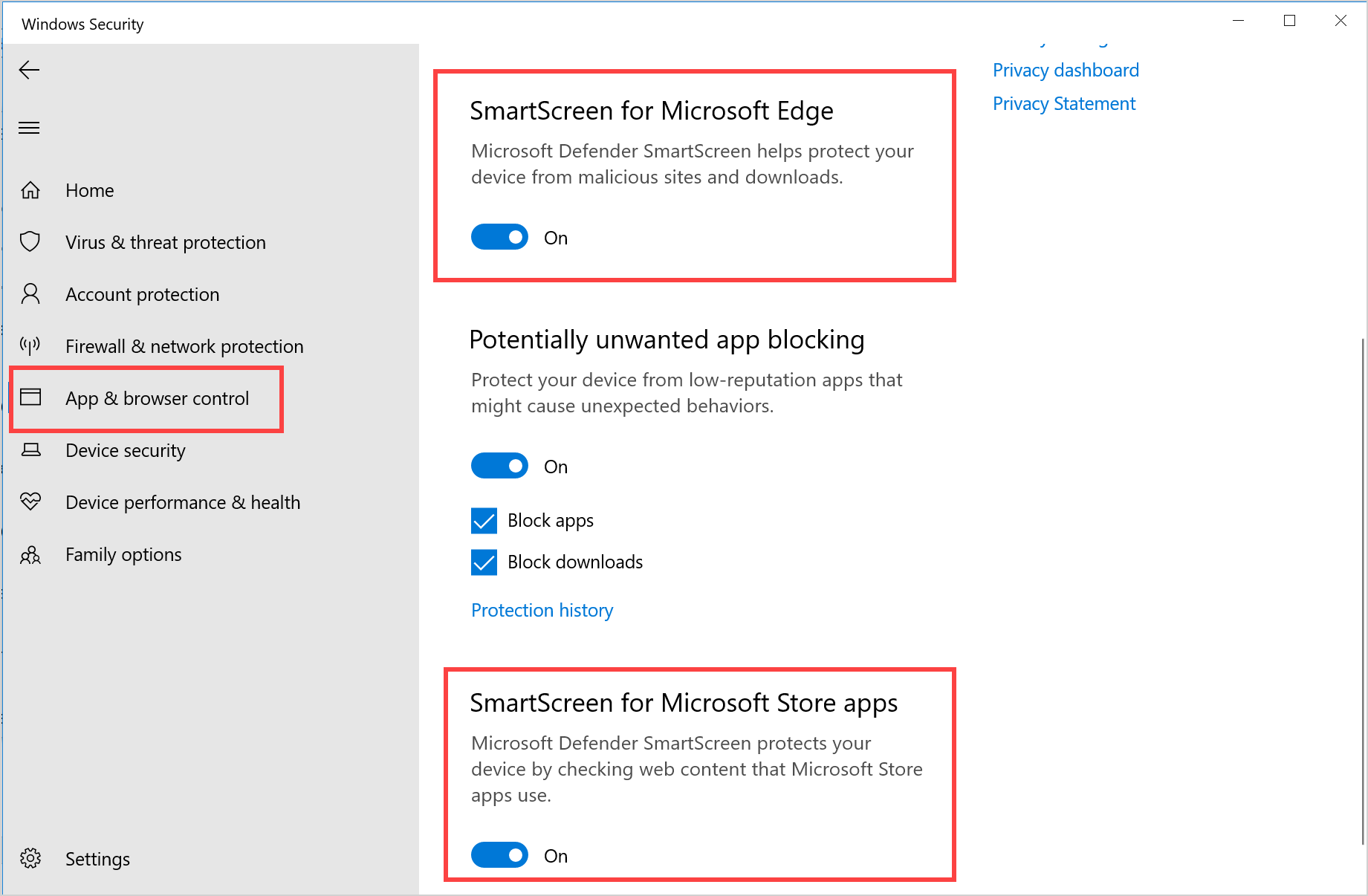 更改 SmartScreen 设置