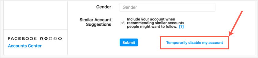暂时禁用 Instagram 帐户