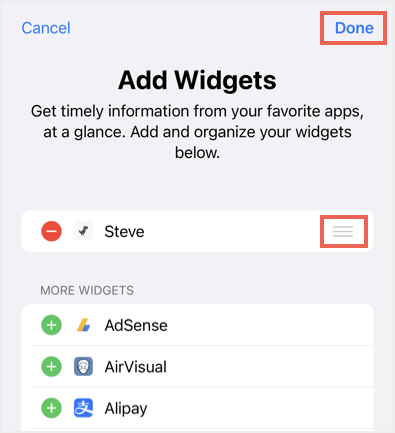 添加游戏小部件