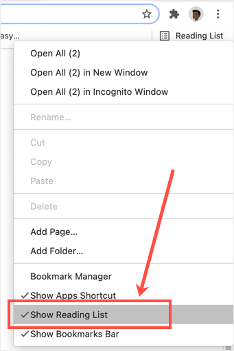 显示或隐藏阅读列表