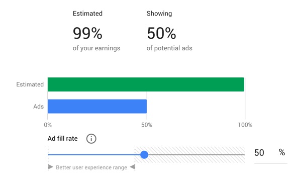 将广告填充率更改为 50%