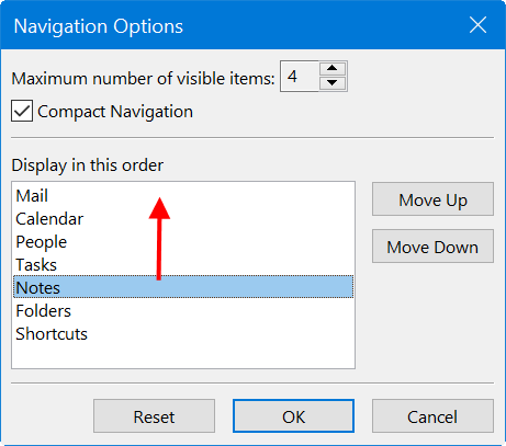 在 Outlook 中更改导航
