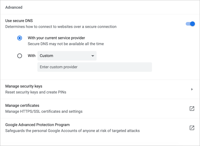 Chrome 中的高级安全浏览设置