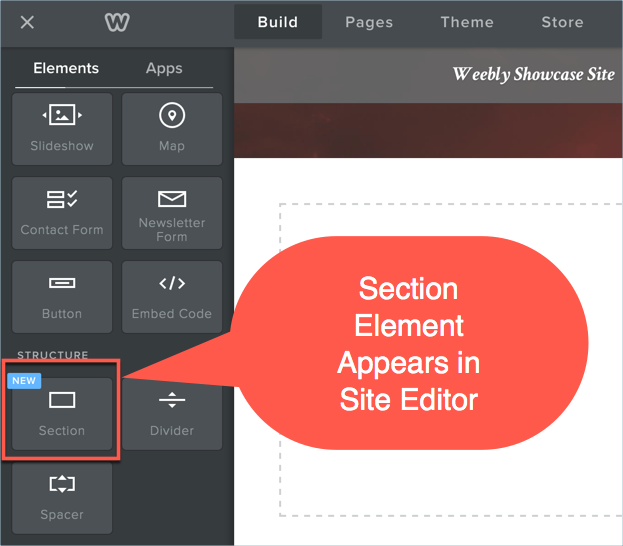 部分元素出现在站点编辑器中