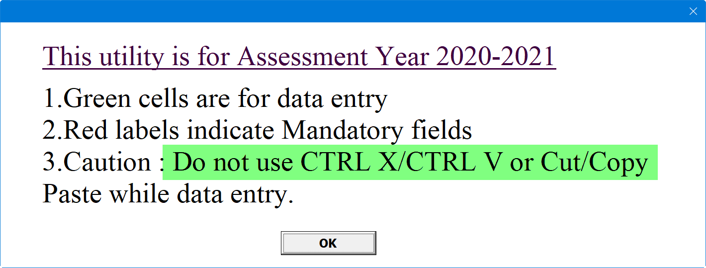 在所得税 Excel 实用程序中禁用剪切副本