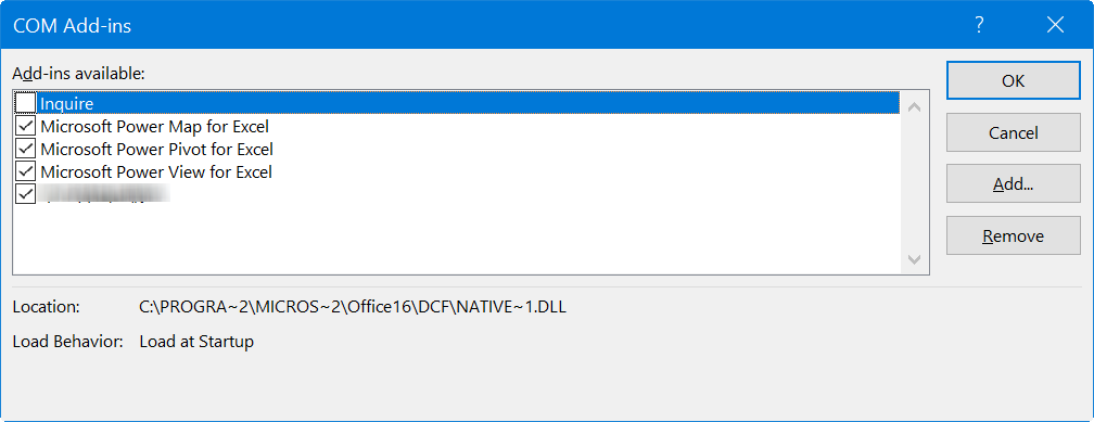 在 Excel 中检查加载项