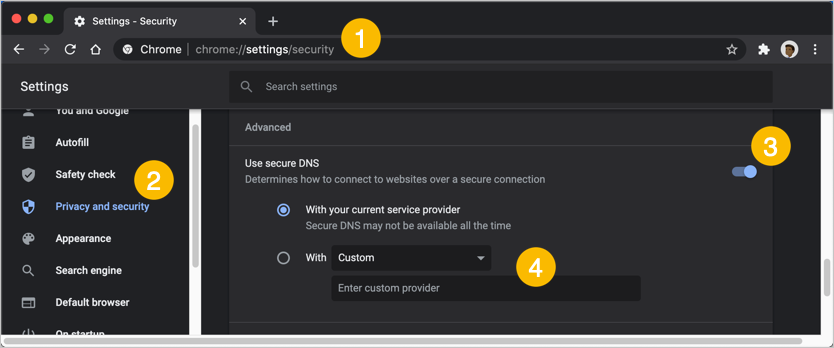 在 Chrome 中启用安全 DNS